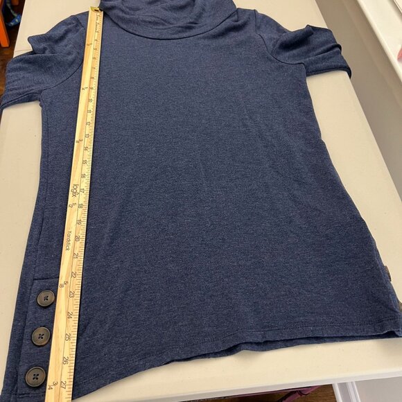 Chicos Womens Blue Heather Long Sleeve Sweater Size 0 Cowl Neck Pullover - Picture 13 of 14